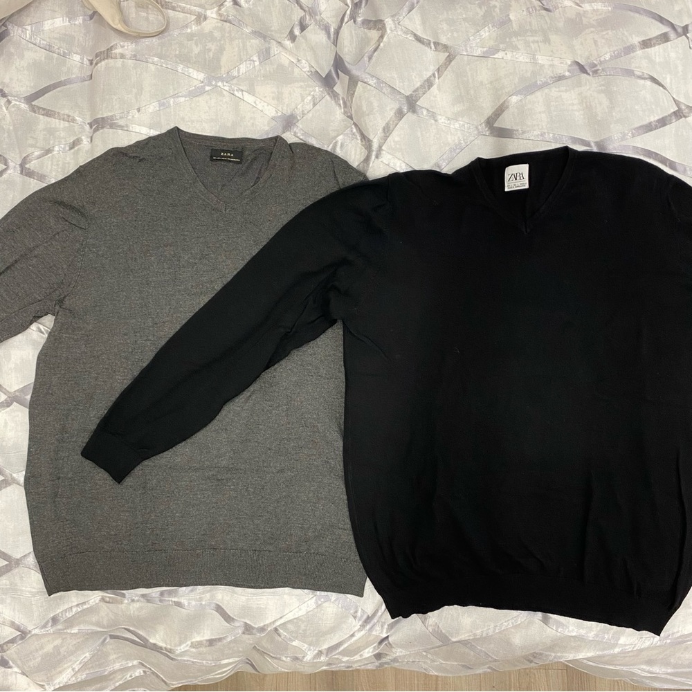 Men’s Zara V-neck, both size L
